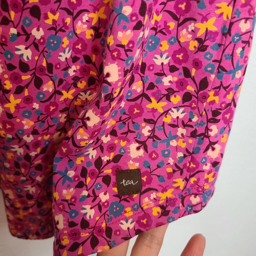 Tea Collection Kids Floral Hi-Low Cotton Pink Dress Size 12 - Picture 9 of 11